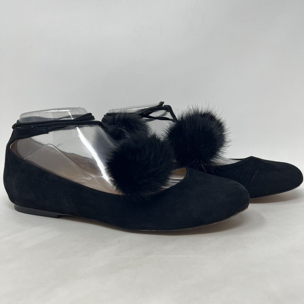 Cecelia New York Heidi Pom Pom Flat in Black Womens Size 9 B